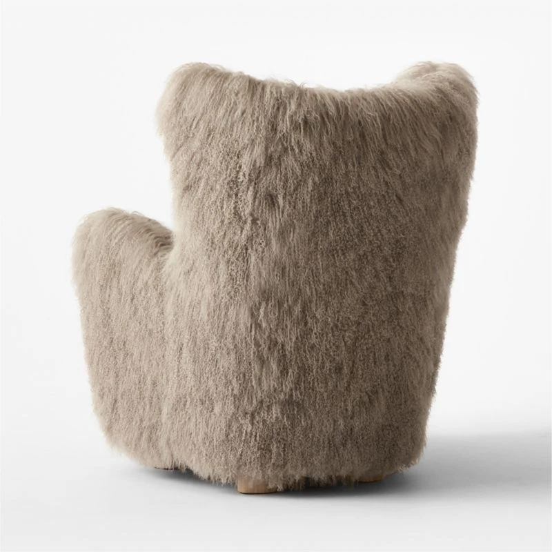 Bozzi Taupe Mongolian Sheepskin Accent Chair - Image 7