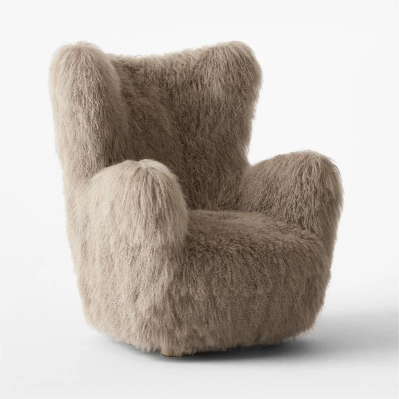 Bozzi Taupe Mongolian Sheepskin Accent Chair - Image 5