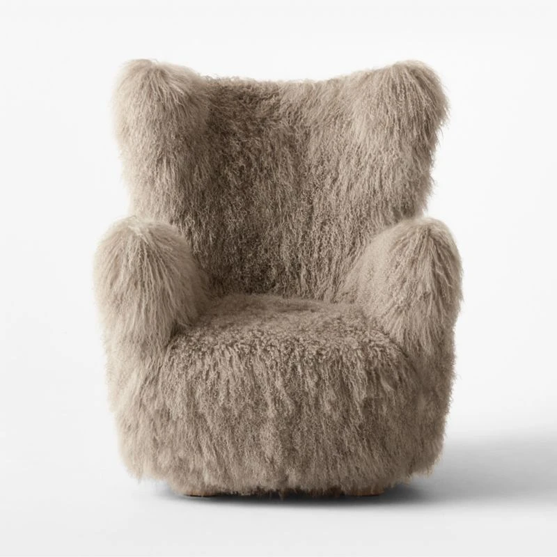 Bozzi Taupe Mongolian Sheepskin Accent Chair - Image 4