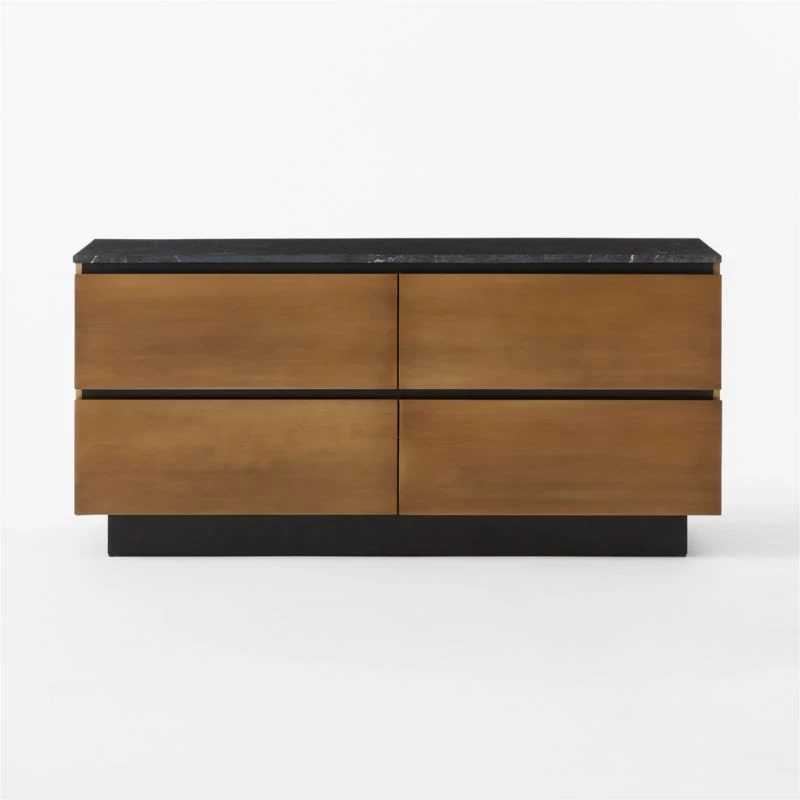 Logan 4-Drawer Black Marble-Top Dresser - Image 2