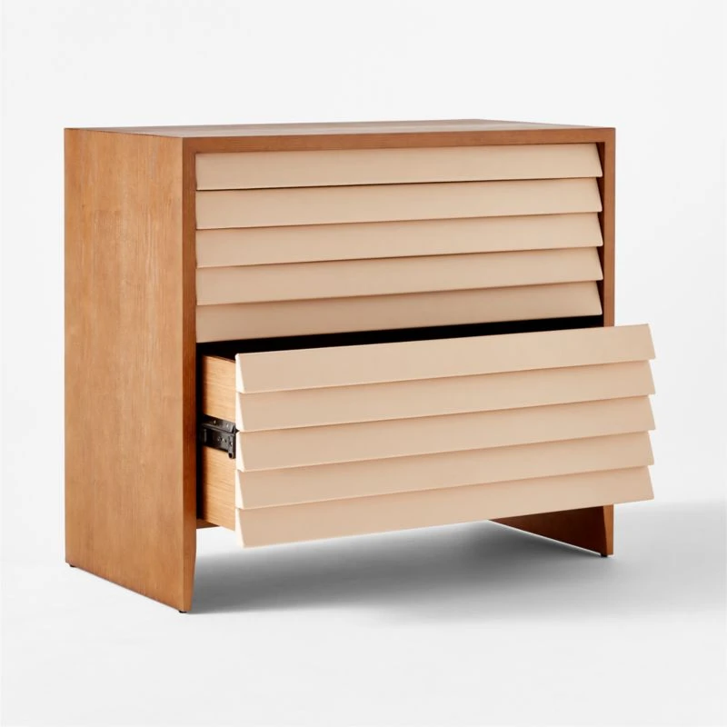 Wane Wood 2-Drawer File Cabinet With Vegan Leather Drawers - Image 4